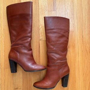Brown Leather Knee-High Boots